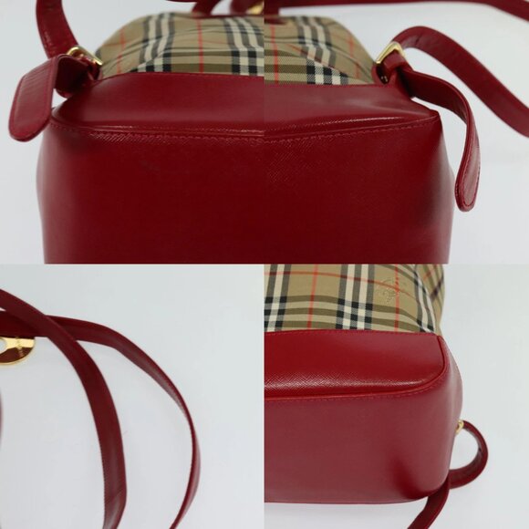 BURBERRY Nova Check Backpack Canvas Beige Red gold Auth BD1627 - Picture 15 of 15